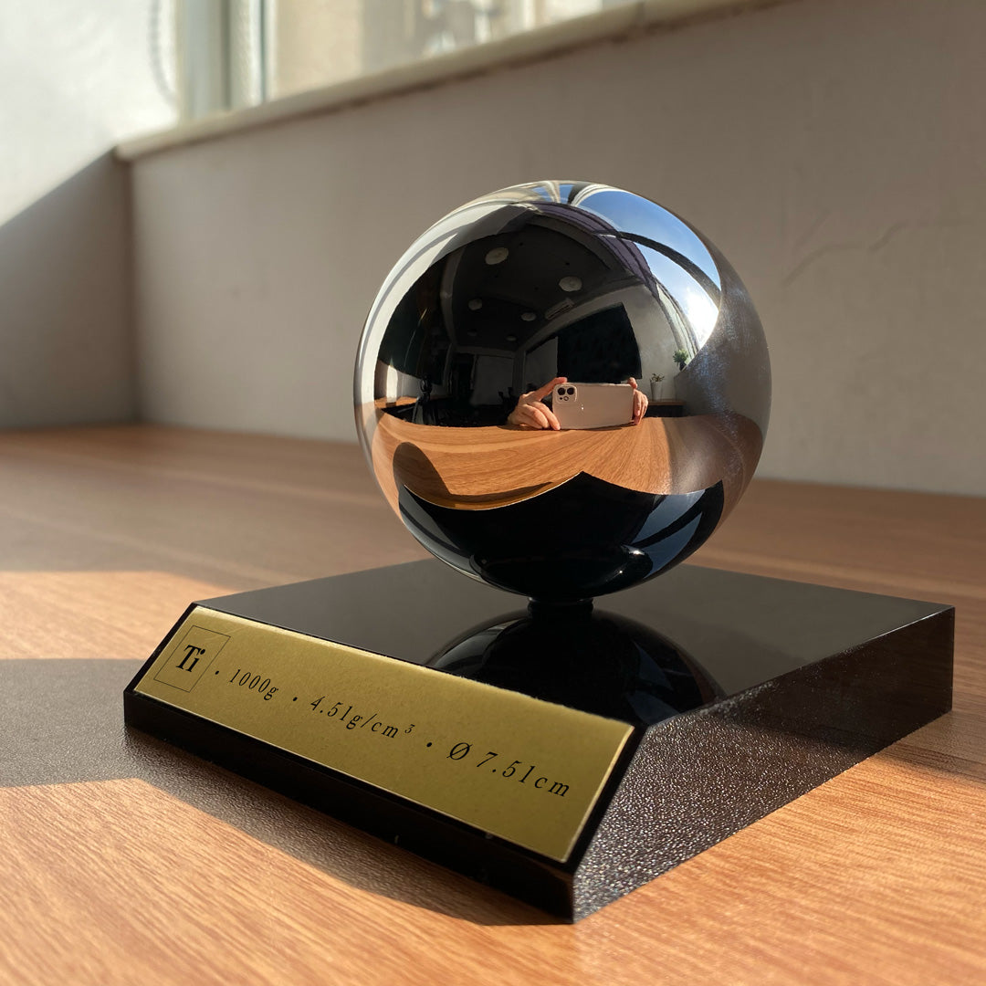 Pre-Order: Solid Titanium KILO Sphere with Museum Presentation Base - Trance Metals