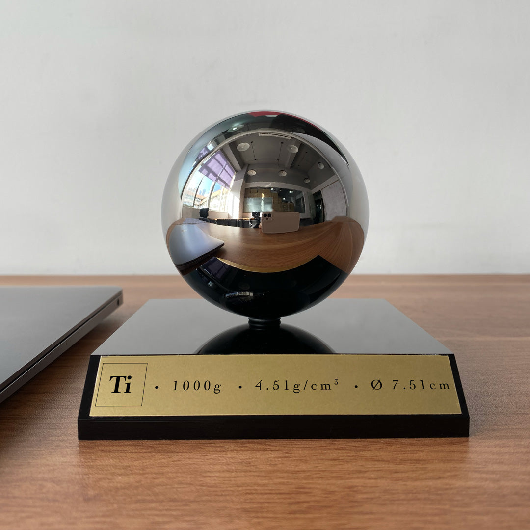 Pre-Order: Solid Titanium KILO Sphere with Museum Presentation Base - Trance Metals